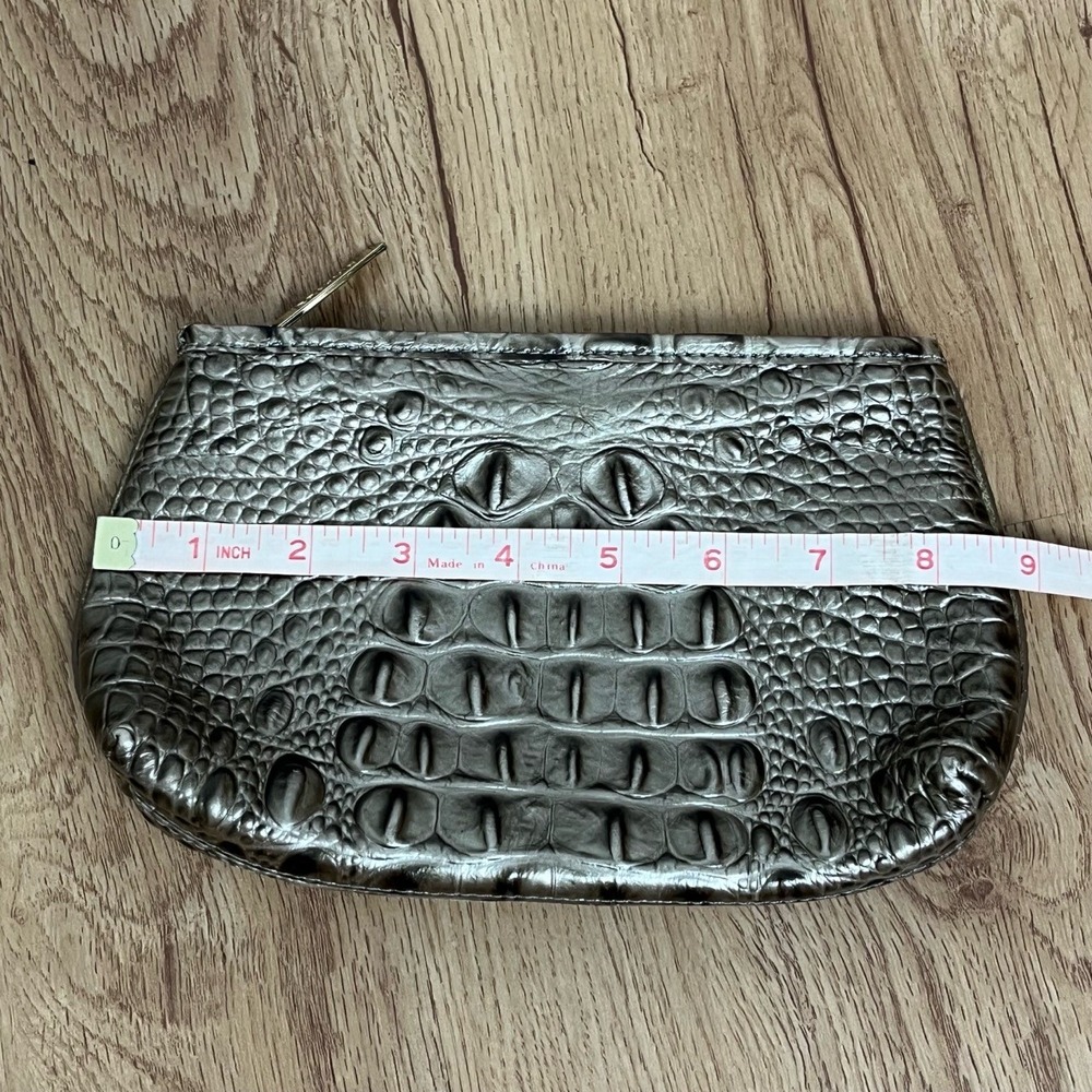 Brahmin Smokey Taupe Melbourne Clutch Croc-Embossed Leather Brown Croc - Picture 3 of 15